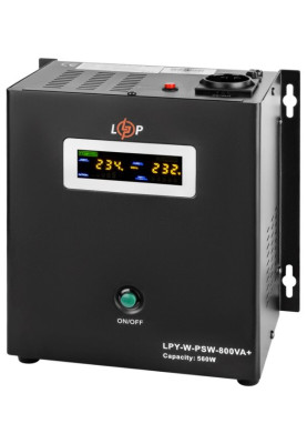 Джерело безперебійного живлення LogicPower LPY-W-PSW-800VA+ (560Вт) 5A/15A з правильною синусоїдою 12В (4143)