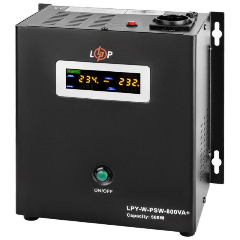 Джерело безперебійного живлення LogicPower LPY-W-PSW-800VA+ (560Вт) 5A/15A з правильною синусоїдою 12В (4143)