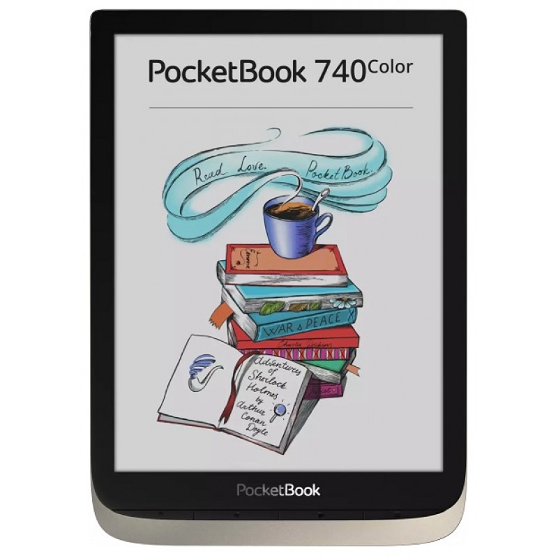 Електронна книга 7.8" PocketBook 740 Color, Moon Silver, WiFi/Bluetooth, 1404x1872 (E Ink Kaleido Plus), 1Gb/16Gb, сенсорний екран, 300 DPI, сенсорна панель, підсвічування екрану SMARTlight, 2900 mAh, microSD, USB Type-C, 195x136.5x8 мм (PB741-N-CIS)