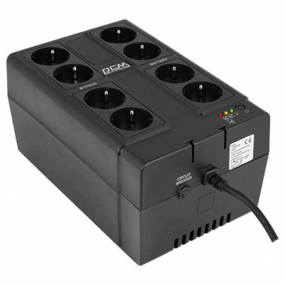 ДБЖ PowerCom CUB-850N Schuko Black, 850VA, 510W, USB, лінійно-інтерактивний, 4+4 розетка (Schuko)