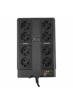 ДБЖ PowerCom CUB-850N Schuko Black, 850VA, 510W, USB, лінійно-інтерактивний, 4+4 розетка (Schuko)