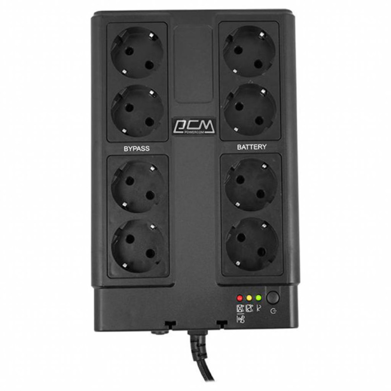 ДБЖ PowerCom CUB-850N Schuko Black, 850VA, 510W, USB, лінійно-інтерактивний, 4+4 розетка (Schuko)