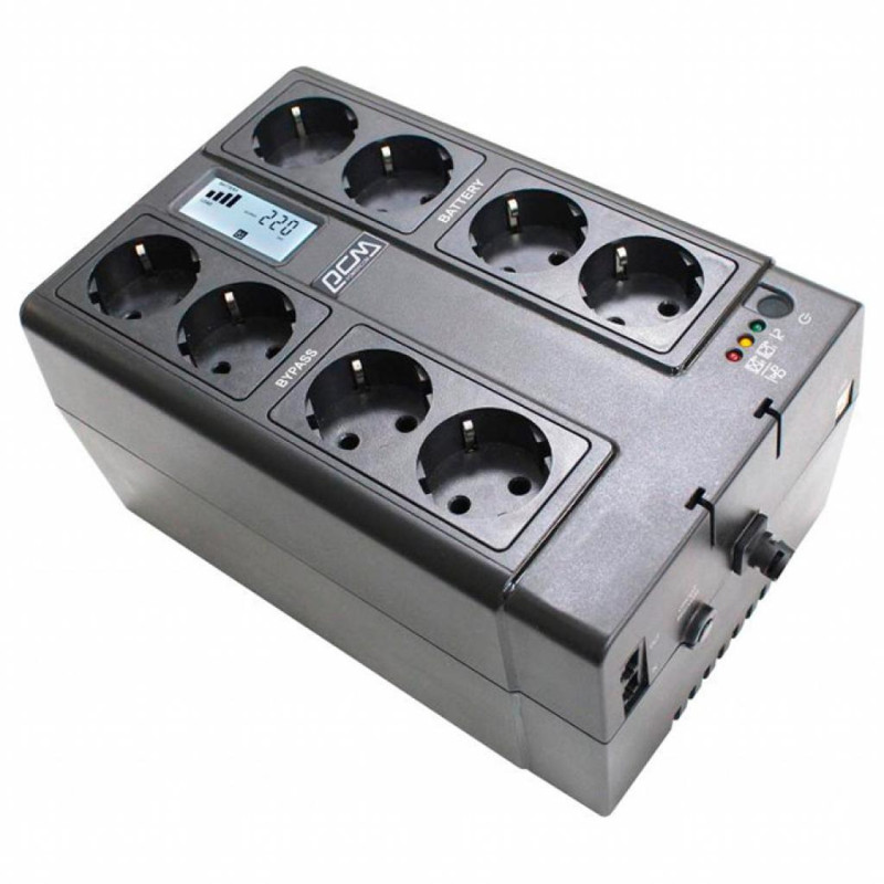 ДБЖ PowerCom CUB-850N Schuko Black, 850VA, 510W, USB, лінійно-інтерактивний, 4+4 розетка (Schuko)
