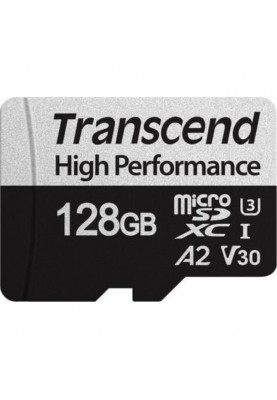 Карта пам'яті microSDXC, 128Gb, Class10 UHS-I U3 V30 A2, Transcend 340S, SD адаптер, R160/W125 MB/s (TS128GUSD340S)