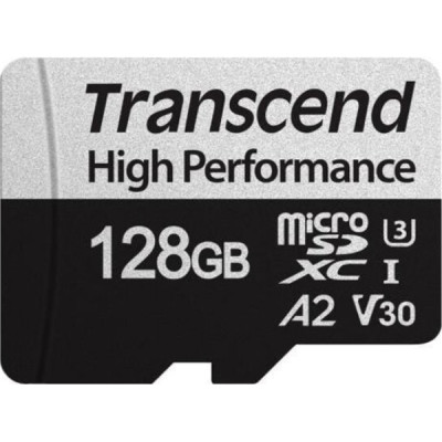 Карта пам'яті microSDXC, 128Gb, Class10 UHS-I U3 V30 A2, Transcend 340S, SD адаптер, R160/W125 MB/s (TS128GUSD340S)