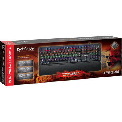 Клавіатура Defender Reborn GK-165DL Black USB, механічна, RGB підсвічування (45165)