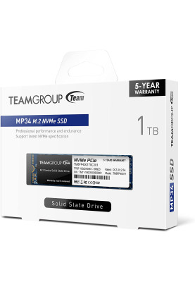 Твердотільний накопичувач M.2 1Tb, Team MP34, PCI-E 3.0 x4, 3D TLC, 3000/2600 MB/s (TM8FP4001T0C101)
