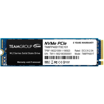 Твердотільний накопичувач M.2 1Tb, Team MP34, PCI-E 3.0 x4, 3D TLC, 3000/2600 MB/s (TM8FP4001T0C101)