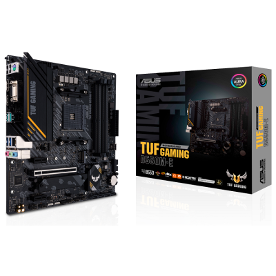 Мат.плата AM4 (B550) Asus TUF GAMING B550M-E, B550, 4xDDR4, Int.Video(CPU), 4xSATA3, 2xM.2, 1xPCI-E 16x 4.0, 2xPCI-E 1x 3.0, ALC S1200A, RTL8111E, 8xUSB3.2/6xUSB2.0, VGA/HDMI/DP, MicroATX