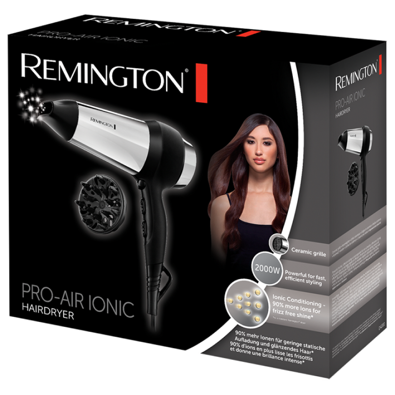 Фен Remington D5950, Black/Pink, 2200W, 3 режими, 2 швидкості, іонізація, холодне обдування