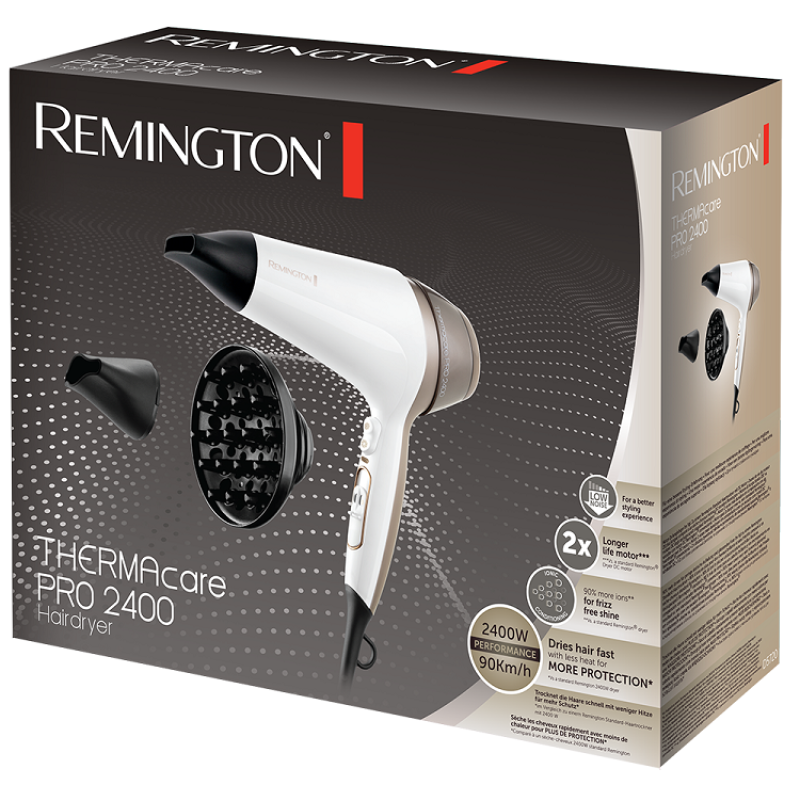 Фен Remington D5720, White, 2400W, 3 режими, 2 швидкості, іонізація, холодне обдування