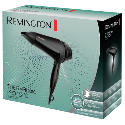 Фен Remington D5710, Black, 2200W, 3 режими, 2 швидкості, іонізація