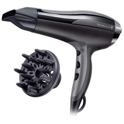 Фен Remington D5220, Black, 2400W, 2 швидкості, 3 режими, іонізація, дифузор, концентратор