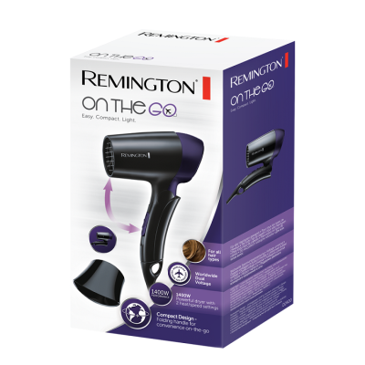 Фен Remington D2400, Black, 1400W, 2 режими, 2 швидкості