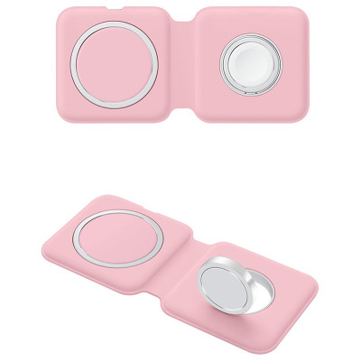Бездротовий зарядний пристрій ColorWay MagSafe Duo Charger, Pink, 15 Вт, до 2 пристроїв одночасно, Qi, захист від перенапруги і контроль температури, сумісність з Apple Watch/iPhone/Airpods (CW-CHW32Q-PK)