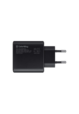 Мережевий зарядний пристрій ColorWay, Black, 1xUSB-C, 3A, 45W (CW-CHS034PD-BK)