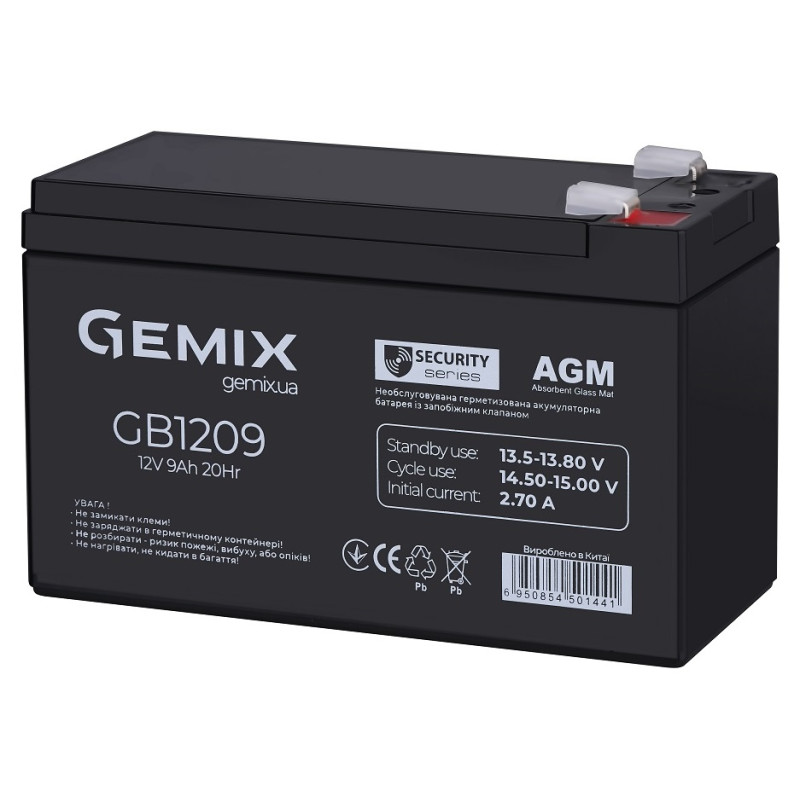 Батарея для ДБЖ 12В 9Ач Gemix GB1209 94х65х151 мм