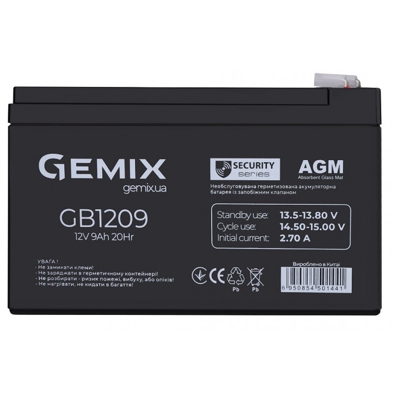 Батарея для ДБЖ 12В 9Ач Gemix GB1209 94х65х151 мм