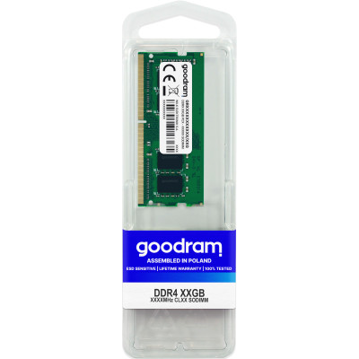 Пам'ять SO-DIMM, DDR4, 16Gb, 3200 MHz, Goodram, 1.2V, CL22 (GR3200S464L22S/16G)
