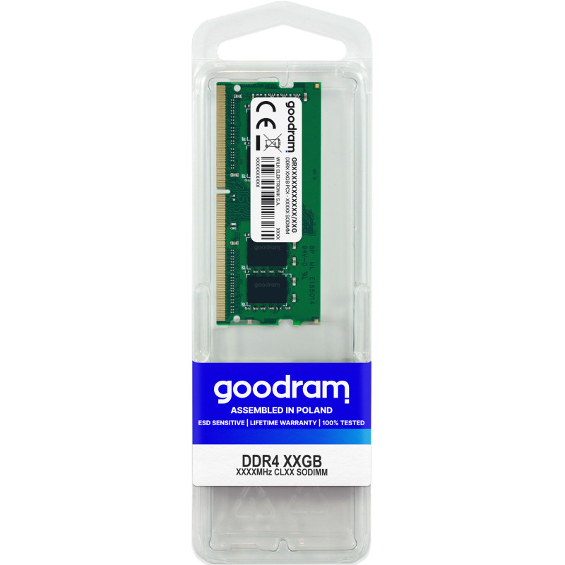 Пам'ять SO-DIMM, DDR4, 16Gb, 3200 MHz, Goodram, 1.2V, CL22 (GR3200S464L22S/16G)