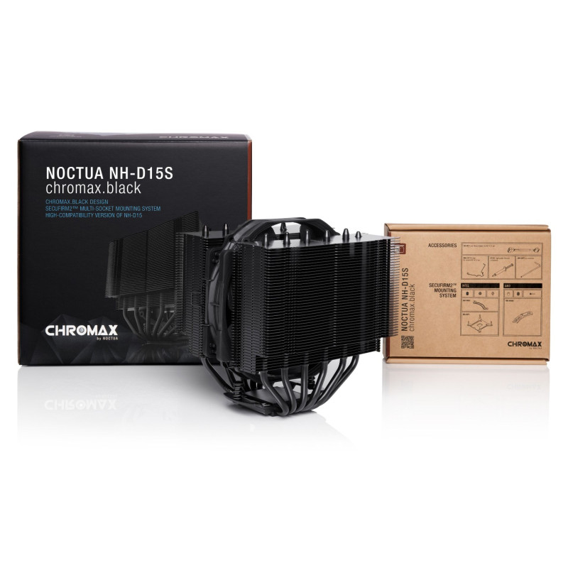 Кулер для процесора Noctua NH-D15S, chromax.black, алюміній/мідь, 1x140 мм, для Intel 115x/1200/1700/2011/2066, AMD AMx/FMx, до 165 Вт