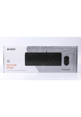 Комплект A4Tech Fstyler Sleek Multimedia Comfort F1512, Black, клавіатура+миша, USB