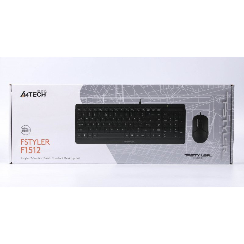 Комплект A4Tech Fstyler Sleek Multimedia Comfort F1512, Black, клавіатура+миша, USB