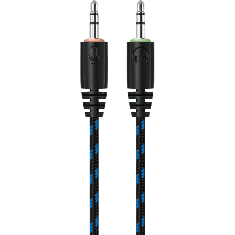 Навушники Defender Scrapper 500, Black/Blue, 2x3.5 мм (+ переходник 4-pin), мікрофон, динаміки 40 мм, 105 дБ, 32 Ом, 2 м (64501)