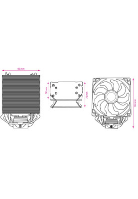 Кулер для процесора 2E Gaming Air Cool AC90D4, алюміній, мідні теплові трубки, 1x90 мм RGB PWM, для Intel 115x/1200/1366, AMD AMx/FMx, до 130 Вт (2E-AC90D4-RGB)