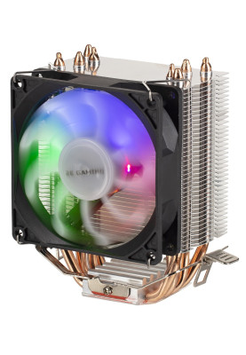Кулер для процесора 2E Gaming Air Cool AC90D4, алюміній, мідні теплові трубки, 1x90 мм RGB PWM, для Intel 115x/1200/1366, AMD AMx/FMx, до 130 Вт (2E-AC90D4-RGB)