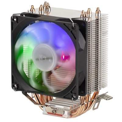 Кулер для процесора 2E Gaming Air Cool AC90D4, алюміній, мідні теплові трубки, 1x90 мм RGB PWM, для Intel 115x/1200/1366, AMD AMx/FMx, до 130 Вт (2E-AC90D4-RGB)