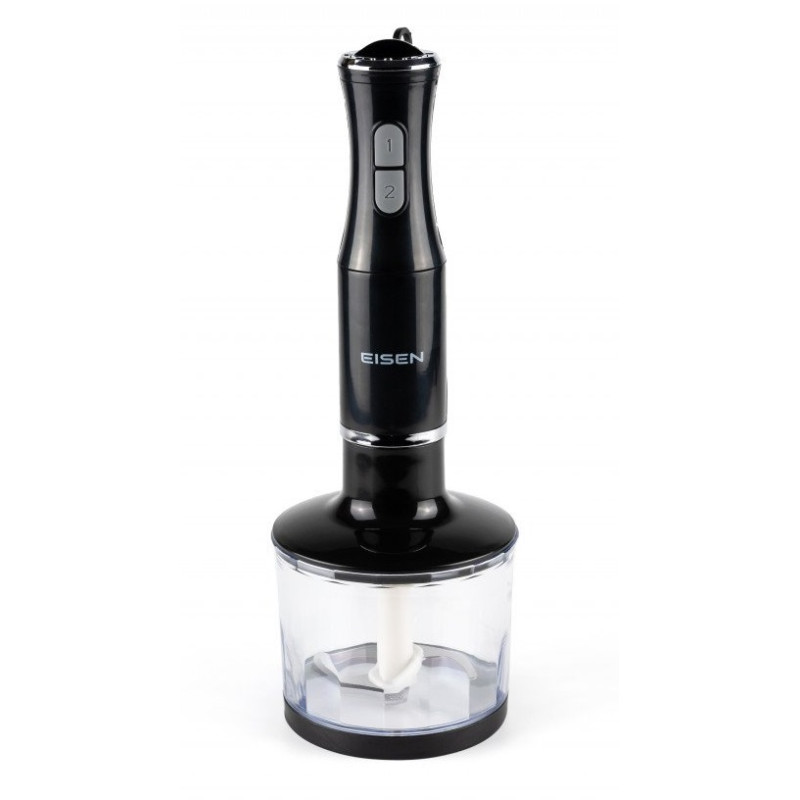 Блендер Eisen EBSS-600SW, Black, 600W, занурювальний, 2 швидкості, турборежим, стакан 600мл, подрібнювач 500мл, вінчик, гак для замішування тіста
