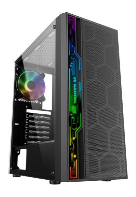 Корпус 2E Gaming SPERO (G2052), Black, без БЖ, Mid Tower, для ATX / Micro ATX / mini-ITX, 1x120 ARGB Fan, бічна панель із загартованого скла (2E-G2052)
