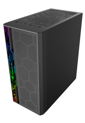 Корпус 2E Gaming SPERO (G2052), Black, без БЖ, Mid Tower, для ATX / Micro ATX / mini-ITX, 1x120 ARGB Fan, бічна панель із загартованого скла (2E-G2052)