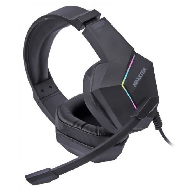 Навушники Maxxter Ghost Urban, Black, USB, віртуальний звук 7.1, RGB підсвічування, кабель 2.1 м