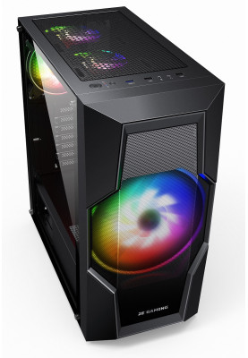Корпус 2E Gaming TURBO (G2057B) Black, без БЖ, Mid Tower, для ATX / Micro ATX / Mini ITX, 2xUSB 2.0, 1xUSB 3.0, 1x200 ARGB Fan, 3x120 ARGB Fan, бічна панель із загартованого скла (2E-G2057B)