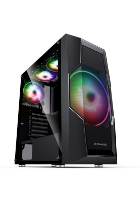 Корпус 2E Gaming TURBO (G2057B) Black, без БЖ, Mid Tower, для ATX / Micro ATX / Mini ITX, 2xUSB 2.0, 1xUSB 3.0, 1x200 ARGB Fan, 3x120 ARGB Fan, бічна панель із загартованого скла (2E-G2057B)
