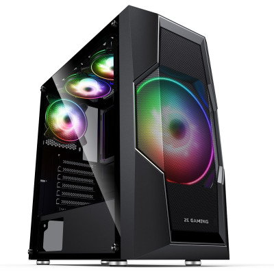 Корпус 2E Gaming TURBO (G2057B) Black, без БЖ, Mid Tower, для ATX / Micro ATX / Mini ITX, 2xUSB 2.0, 1xUSB 3.0, 1x200 ARGB Fan, 3x120 ARGB Fan, бічна панель із загартованого скла (2E-G2057B)