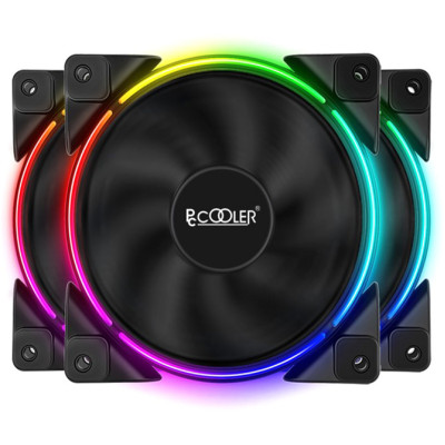 Вентилятор 120 мм, PcCooler Corona 120, Black, 3 шт, 120х120х25 мм, PWM, 1000-1800 об/хв, 8-26.5 дБ(А), 4-pin/4-pin RGB, гідродинамічний підшипник, контролер 3-pin (FDB)