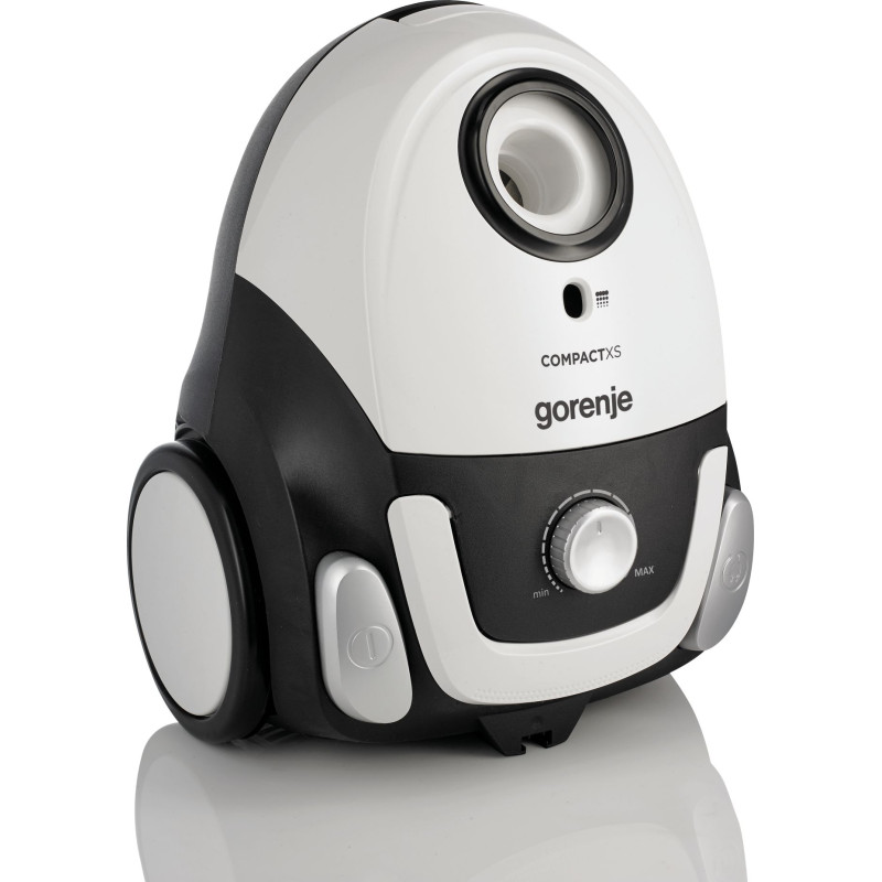 Пилосос Gorenje VCEA11CXWII, White/Black, 750W, всмоктування 158W, мішковий, сухе прибирання, об'єм 2л, телескопічна трубка, насадки: міні насадка/універсальна щітка