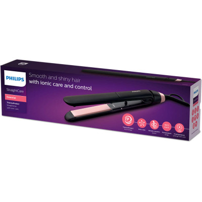 Випрямляч (Праска) для волосся Philips StraightCare Essential BHS378/00, Black, максимальна температура нагрівання 230°C, автоматичне вимкнення, блокування кнопок, термоізольований наконечник, технологія ThermoProtect