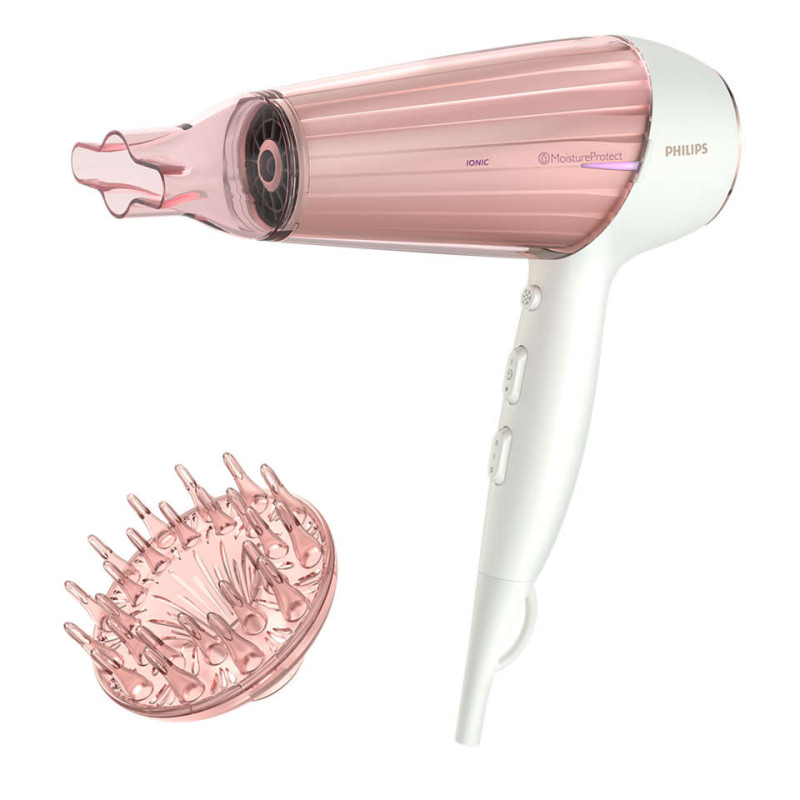 Фен Philips DryCare Prestige HP8281/00, Pink/White, 2300W, 3 швидкості, температурні режими 3, холодне повітря, іонізація, дифузор, концентратор