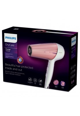 Фен Philips DryCare Prestige HP8281/00, Pink/White, 2300W, 3 швидкості, температурні режими 3, холодне повітря, іонізація, дифузор, концентратор