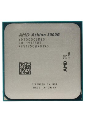 Процесор AMD (AM4) Athlon 3000G, Tray, 2x3.5 GHz, Radeon Vega 3 (1000 MHz), L3 4Mb, Picasso, 12 nm, TDP 35W (YD3000C6M2OFB)