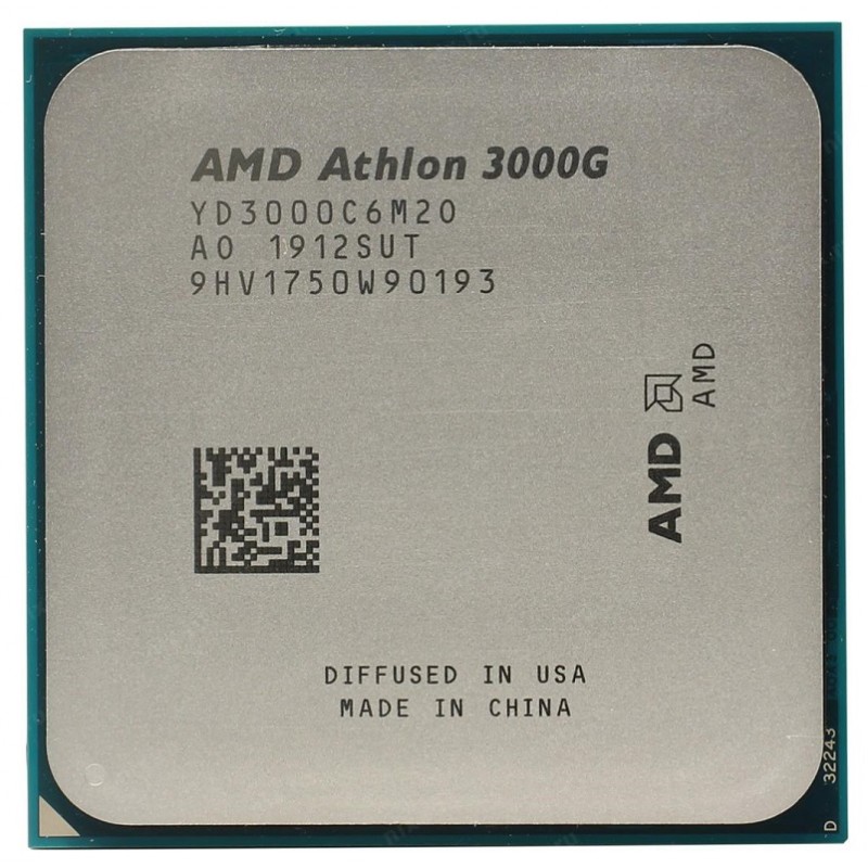 Процесор AMD (AM4) Athlon 3000G, Tray, 2x3.5 GHz, Radeon Vega 3 (1000 MHz), L3 4Mb, Picasso, 12 nm, TDP 35W (YD3000C6M2OFB)