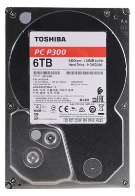 Жорсткий диск 3.5" 6Tb Toshiba P300, SATA3, 128Mb, 5400 rpm (HDWD260UZSVA)