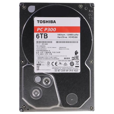 Жорсткий диск 3.5" 6Tb Toshiba P300, SATA3, 128Mb, 5400 rpm (HDWD260UZSVA)