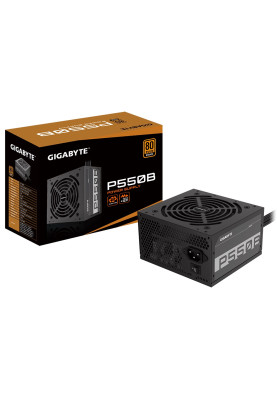 Блок живлення 550 Вт, Gigabyte P550B, Black, 80+ Bronze, Active PFC, 12 см, захист OPP/UVP/OVP/SCP/OCP (GP-P550B)