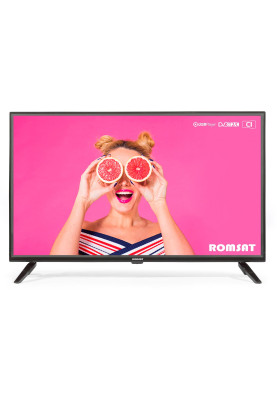 Телевізор 32" Romsat 32HQ2020T2, 1366х768, 60 Гц, DVB-T2/C, 3xHDMI/VGA, USB, VESA 100x100