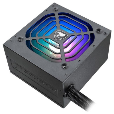 Блок живлення 550W, Cougar XTC550 ARGB, Black, 120 мм, PFC, 80% Efficience, MB: 20+4 pin, CPU: 4+4 pin, VGA: 2 x 6+2 pin, 2xMolex, 5xSATA, захист OVP/OPP/SCP/UVP